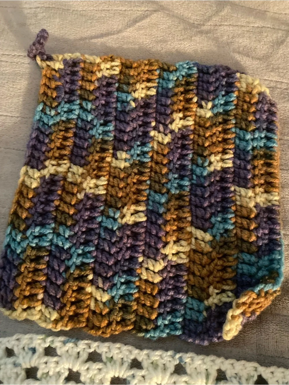 Hand-Crocheted White Granny Square dish cloths and potholders